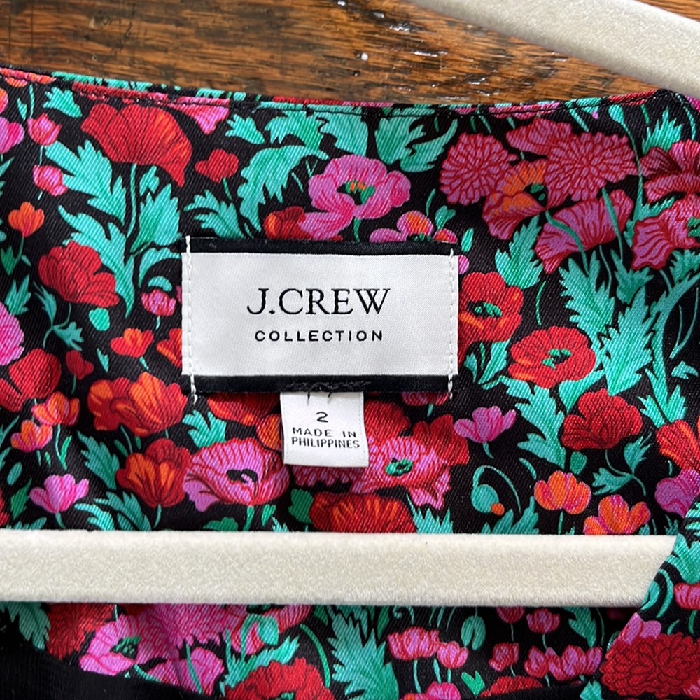J.Crew Collection Drapey Puff-Sleeve Dress in Ratti Red Blooms - Picture 8 of 15